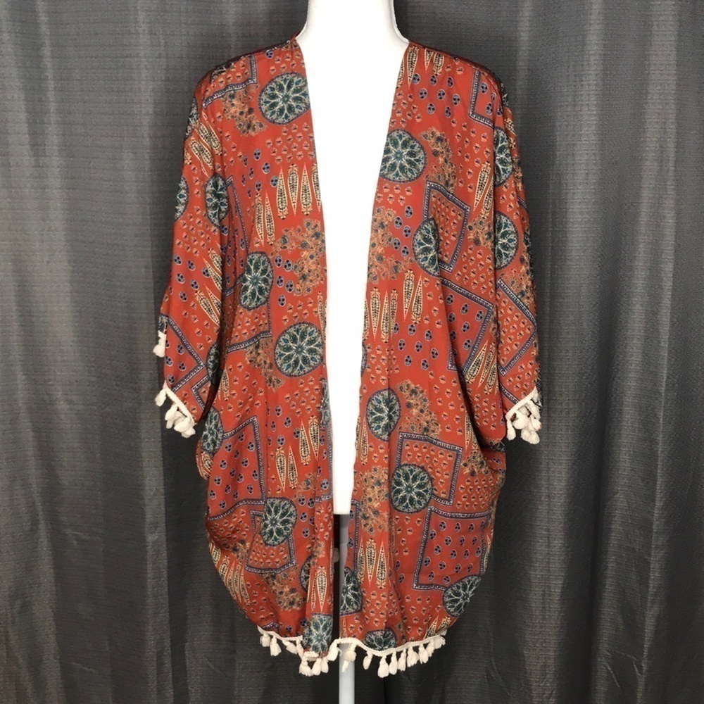 I JOAH LARGE BURNT ORANGE COVER UP KIMONO